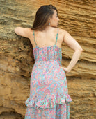 Airlie Purple Maxi Dress with pastel paisley print and adjustable straps